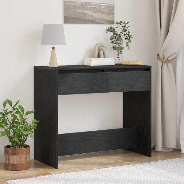 vidaXL Console Table Black Oak 89x41x76.5 cm Engineered Wood