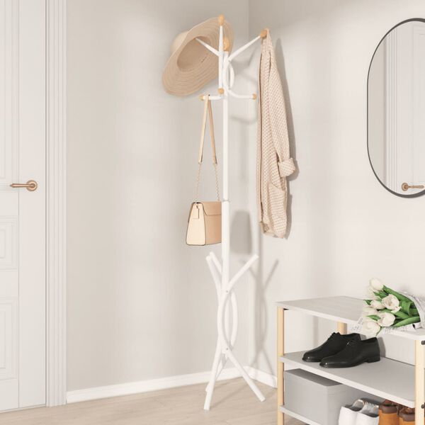 vidaXL Coat Stand White 176 cm Powder-coated Iron