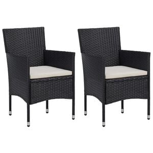 vidaXL Garden Dining Chairs 2 pcs Poly Rattan Black
