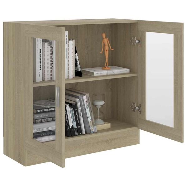 vidaXL Vitrine Cabinet Sonoma Oak 82.5x30.5x80 cm Engineered Wood