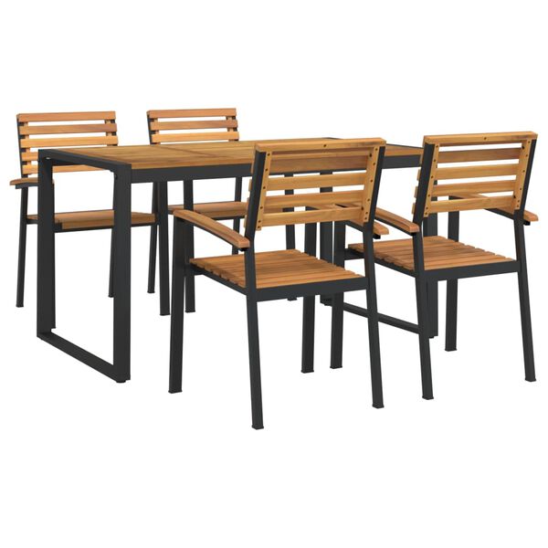 vidaXL 5 Piece Garden Dining Set Solid Wood Acacia and Metal