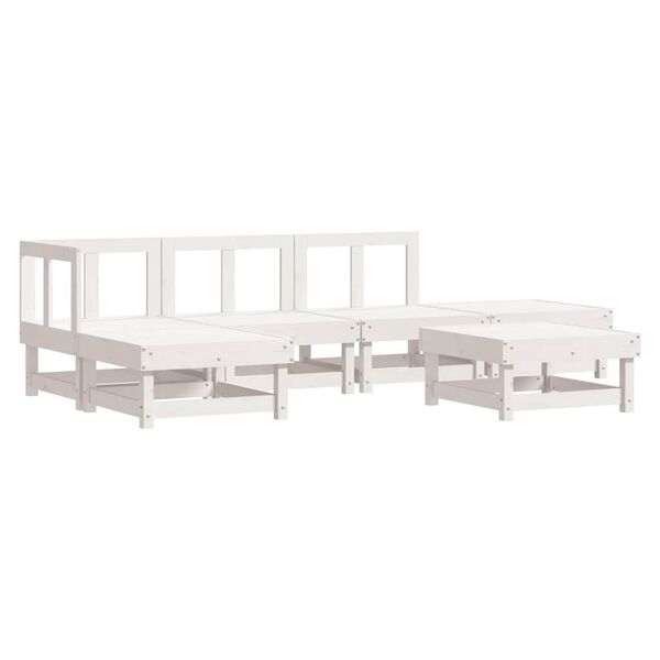 vidaXL 6 Piece Garden Lounge Set White Solid Wood Pine