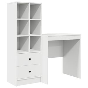 vidaXL Desk with Drawer with Shelf with Storage 2 pcs White