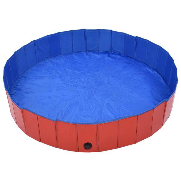 vidaXL Foldable Dog Swimming Pool Red 160x30 cm PVC