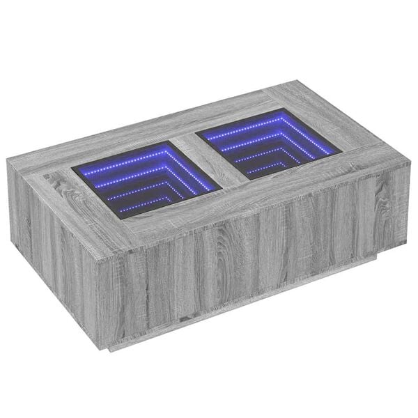 vidaXL Coffee Table with Infinity LED Grey Sonoma 116x69x40 cm