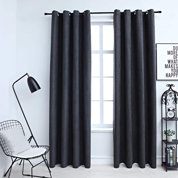 vidaXL Blackout Curtains with Metal Rings 2 pcs Anthracite 140x175 cm