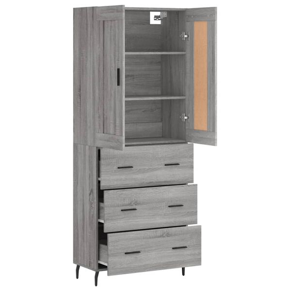 vidaXL Highboard Grey Sonoma 69.5x34x180 cm Engineered Wood