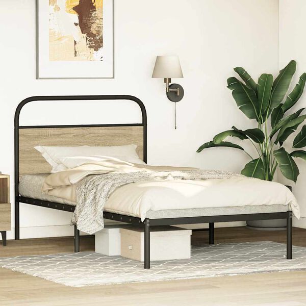vidaXL Bed Frame Without Mattress 90x200 cm Sonoma Oak Engineered Wood