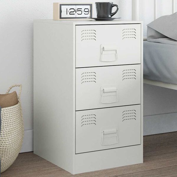 vidaXL Bedside Cabinet White 34.5x39x62 cm Steel