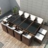 vidaXL 13 Piece Outdoor Dining Set with Cushions Poly Rattan Brown