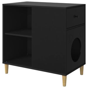 vidaXL Cat House Black 72 x 42.5 x 70 cm Engineered Wood