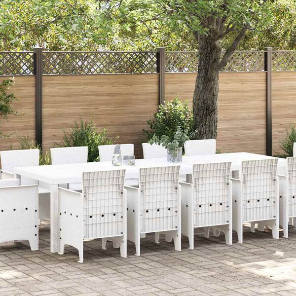 vidaXL Garden Dining Set 13 pcs White Poly rattan