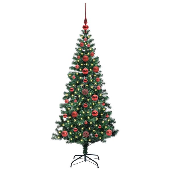 vidaXL Artificial Pre-lit Christmas Tree Green 120 cm PVC and Metal