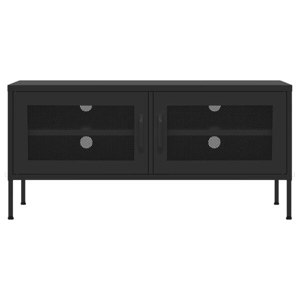 vidaXL TV Cabinet Black 105x35x50 cm Steel
