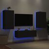 vidaXL 3 Piece TV Wall Cabinets with LED Lights Black