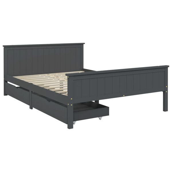 vidaXL Bed Frame without Mattress Dark Grey Solid Wood Pine 160x200 cm (322206+321990)
