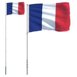 vidaXL France Flag and Pole 5.55 m Aluminium