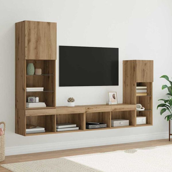 vidaXL TV Wall Units Wall-mounted 4 pcs Artisan Oak Engineered Wood