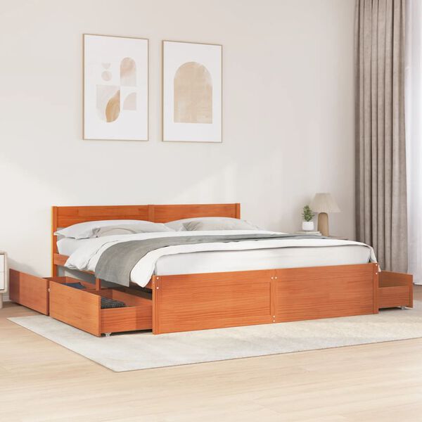 vidaXL Bed Frame without Mattress Wax Brown 200x200 cm Solid Wood Pine