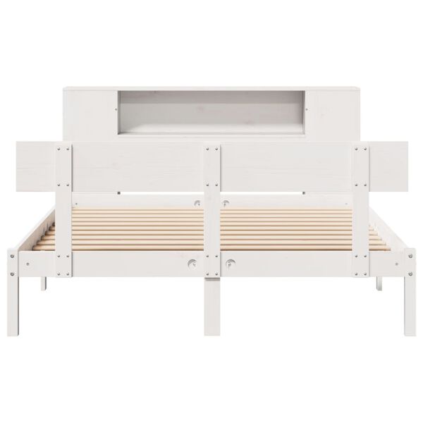 vidaXL Bookcase Bed without Mattress White 160x200 cm Solid Wood Pine