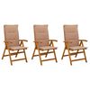 vidaXL Reclining Garden Chairs 3 pcs Natural Solid Acacia Wood