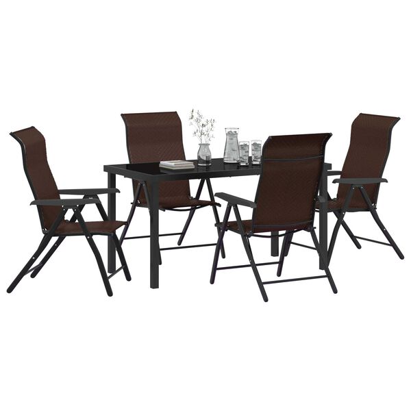 vidaXL Garden Dining Set Height-Adjustable 5 pcs Brown Poly rattan