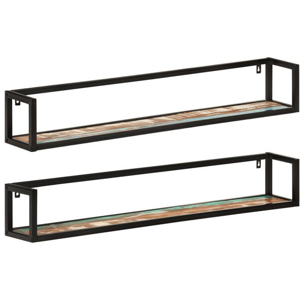 vidaXL Wall Shelves 2 pcs 110x17x17 cm Solid Wood Reclaimed and Iron