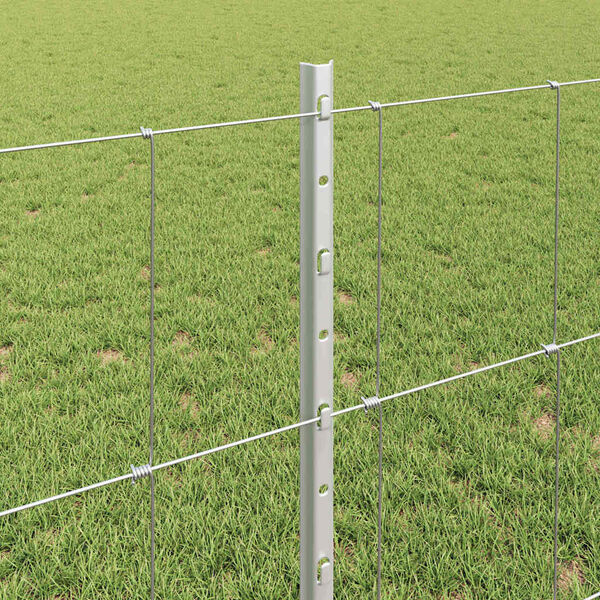vidaXL Fence with Post Silver 0.8 x 100 m Steel