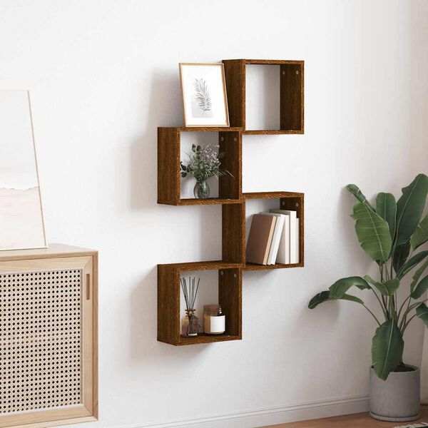 vidaXL Wall Cube Shelves 4 pcs Brown Oak 30x15x30 cm