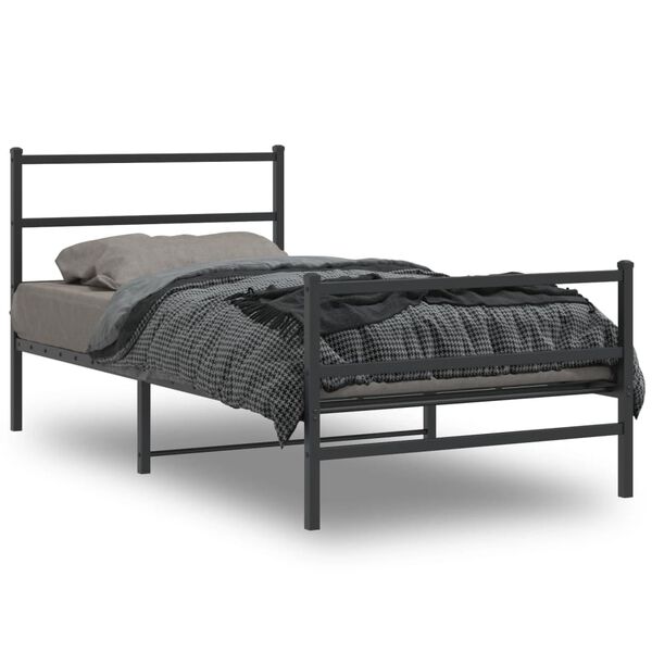 vidaXL Metal Bed Frame without Mattress with Footboard&nbsp;Black 107x203cm