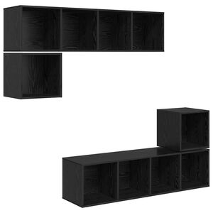 vidaXL TV Cabinet Set Wall-mounted 4 pcs Black Oak Engineered Wood