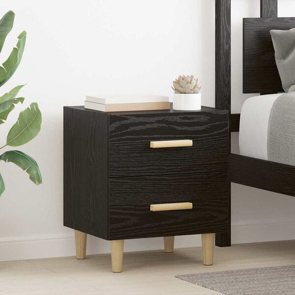vidaXL Bed Cabinet Black Oak 40 x 35 x 47.5cm Engineered Wood
