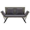 vidaXL Garden Bench with Cushions Grey 176 cm Poly Rattan