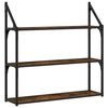 vidaXL 3-Tier Wall Shelf Smoked Oak 80x21x78.5 cm Engineered Wood