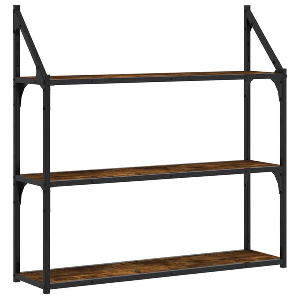 vidaXL 3-Tier Wall Shelf Smoked Oak 80x21x78.5 cm Engineered Wood
