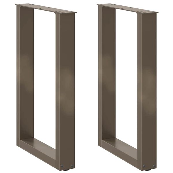 vidaXL Dining Table Legs U-Shaped 2 pcs Natural Steel 50x(72-73) cm Steel