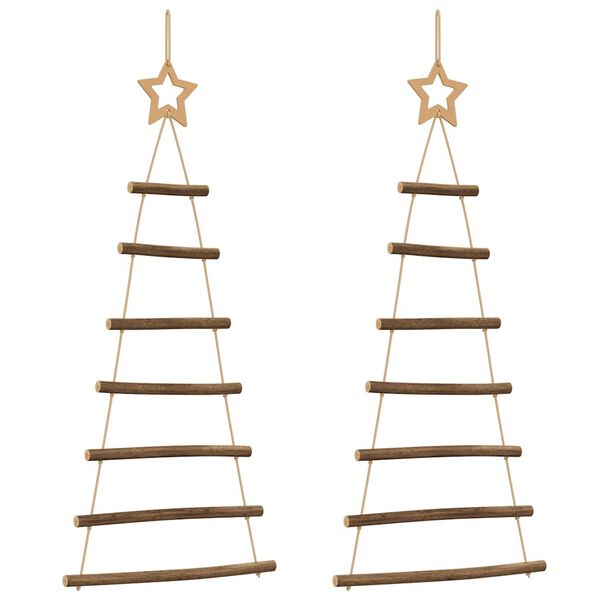 vidaXL&nbsp;Hanging Christmas Trees with Top Stars 2 pcs 42x90 cm Natural Branch