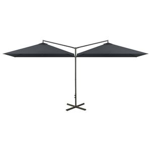 vidaXL Double Garden Parasol with Steel Pole Anthracite 600x300 cm