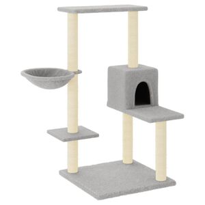 vidaXL Cat Tree with Sisal Scratching Posts Light Grey 95 cm