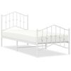 vidaXL Metal Bed Frame without Mattress with Footboard White 90x190cm