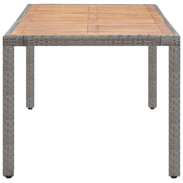 vidaXL Garden Table Grey 190x90x75 cm Poly Rattan and Solid Acacia Wood