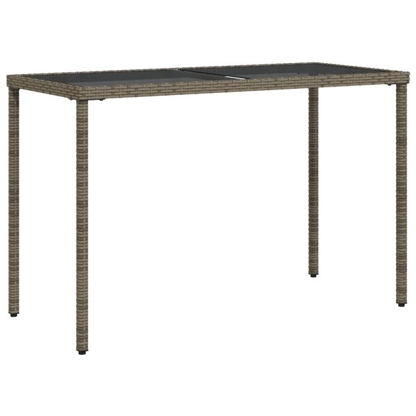 vidaXL Garden Table with Glass Top Grey 115x54x74 cm Poly Rattan
