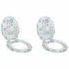 vidaXL WC Toilet Seats 2 pcs with Soft Close Lids MDF Porcelain Design