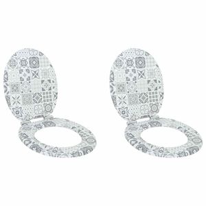 vidaXL Toilet Seat 2 pcs Blue and White Porcelain 44 x 38 cm MDF board