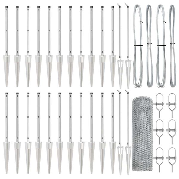 vidaXL Fence Post Silver 50 x 1 m (13 mm mesh) Steel