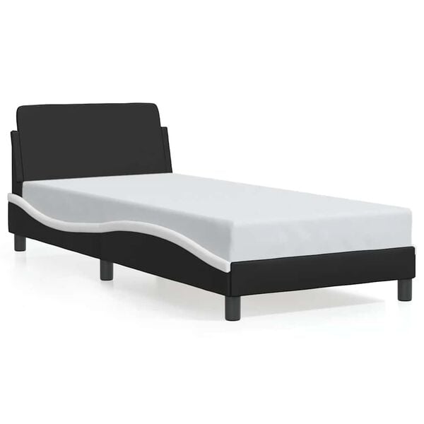 vidaXL Bed Frame "Dover" Black and White 90x190 cm Single Faux Leather