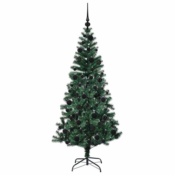 vidaXL Artificial Pre-lit Christmas Tree Green 180 cm PVC and Metal