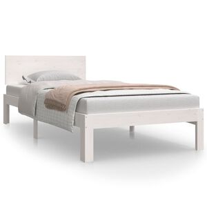 vidaXL Bed Frame without Mattress White Solid Wood Pine 90x200cm