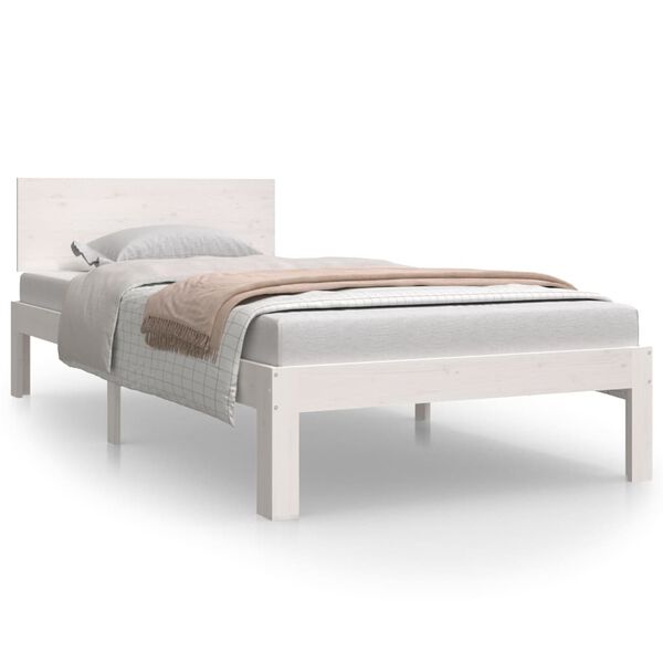 vidaXL Bed Frame without Mattress White Solid Wood Pine 90x200cm