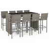 vidaXL 9 Piece Garden Bar Set Grey Poly Rattan